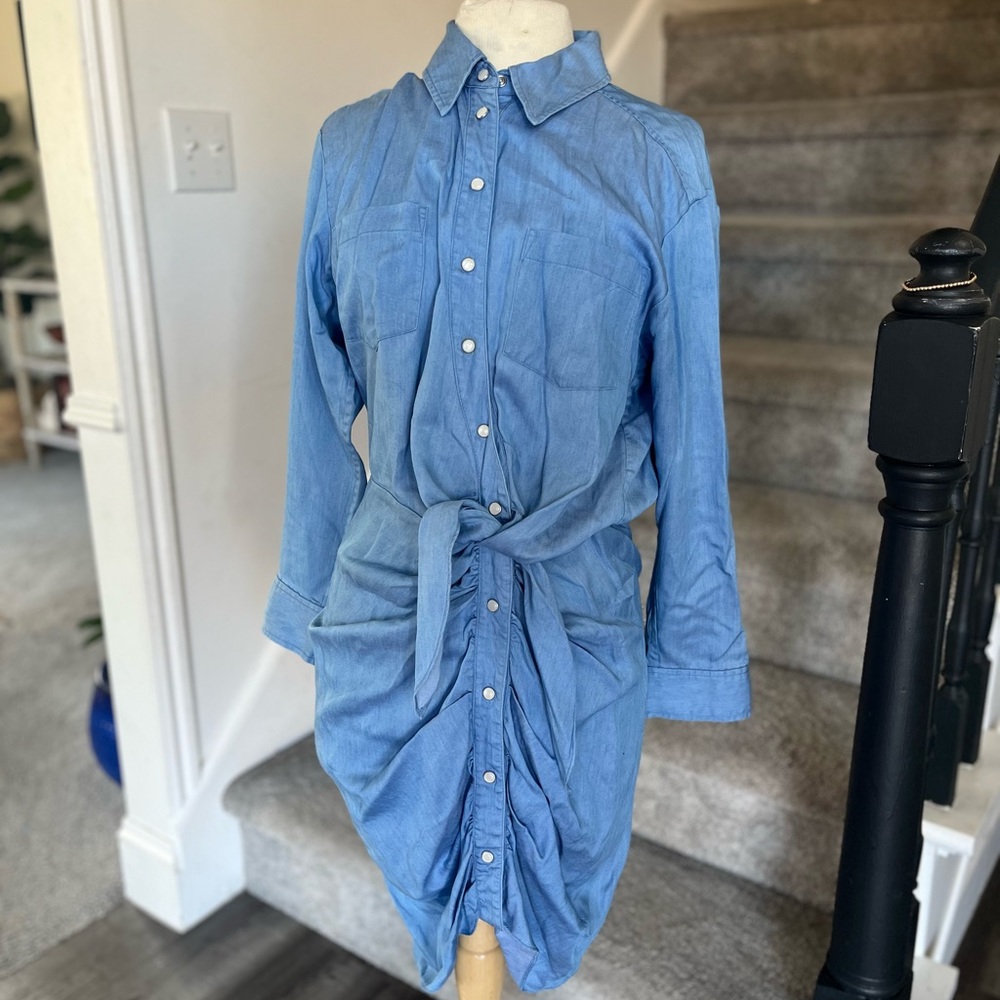 Veronica bears Hensley ruched denim shirt dress